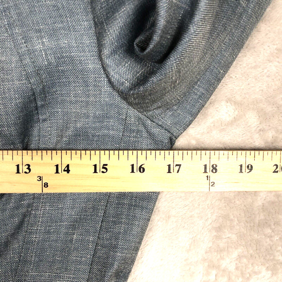 ZANELLA Platinum Loro Piana Linen Silk Wool Blazer Sz 2 Blue Jacket Career Italy - Picture 8 of 15
